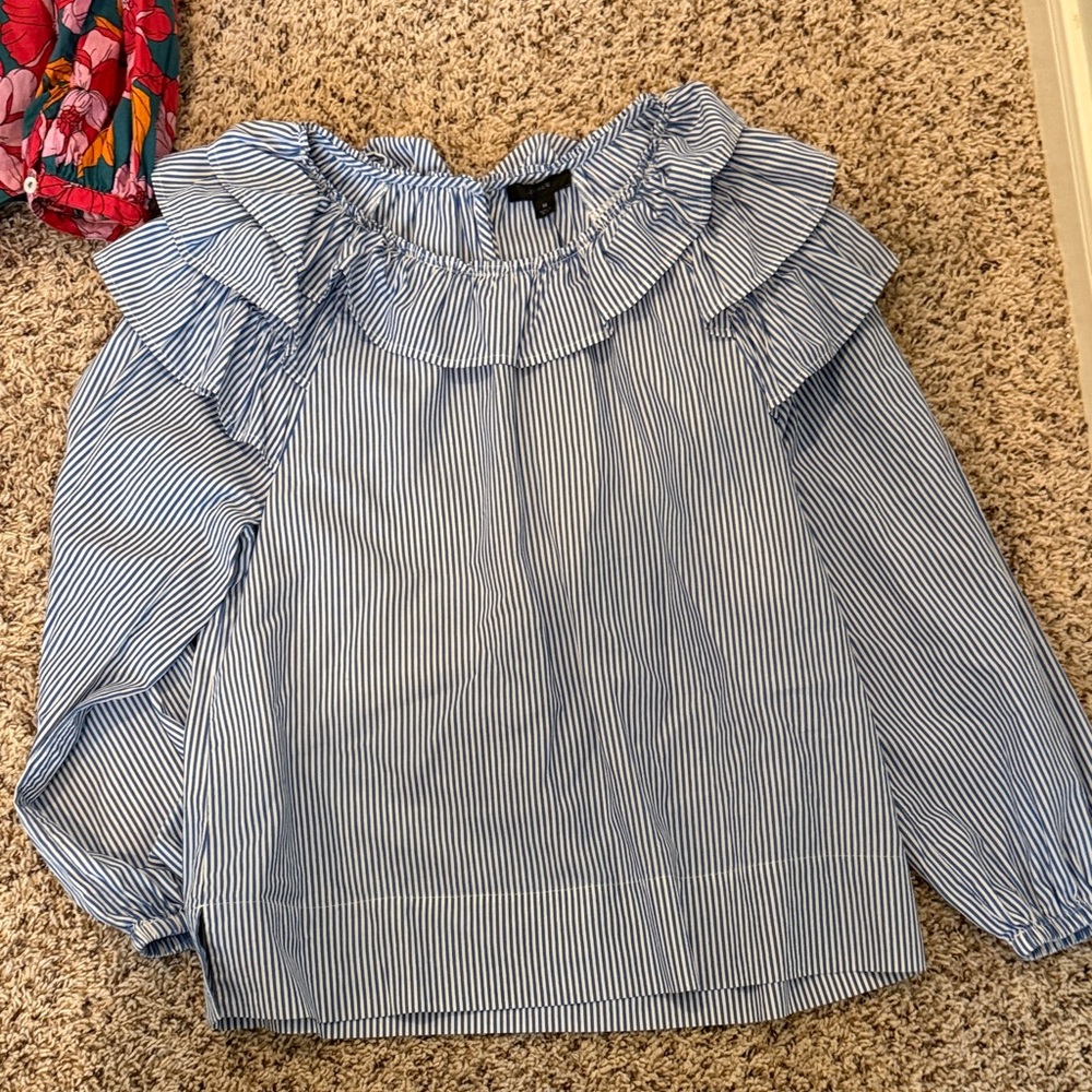J. Crew Blue Striped Blouse
